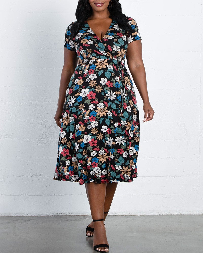 Farrah Faux Wrap Dress, BlackBlue, hi-res image number 0