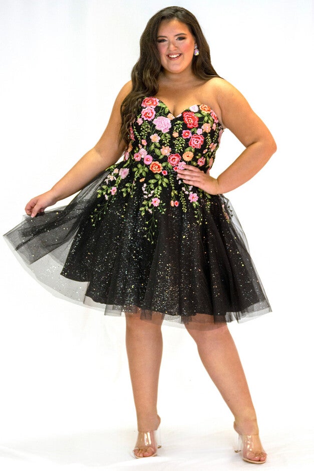 SWEET DREAMS PARTY DRESS, Black Floral / Black, hi-res image number null