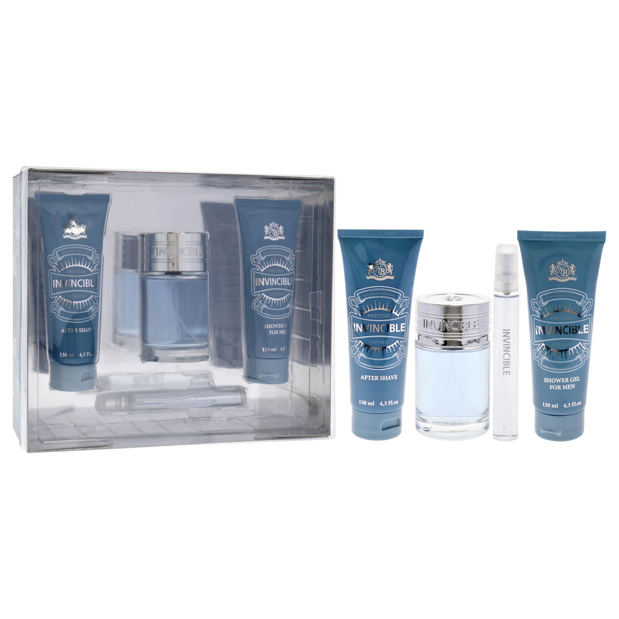 Invincible by New Brand for Men - 4 Pc Gift Set 3.3oz EDT Spray, 0.5oz EDT Spray, 4.3oz After Shave, 4.3oz Shower Gel, See Description, alternate image number 1