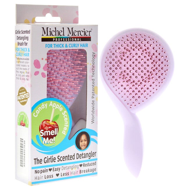 The Girlie Scented Detangler Brush Candy Apple Thick and Curly Hair - Purple-Pink by Michel Mercier for Women - 1 Pc Hair Brush, See Description, alternate image number null