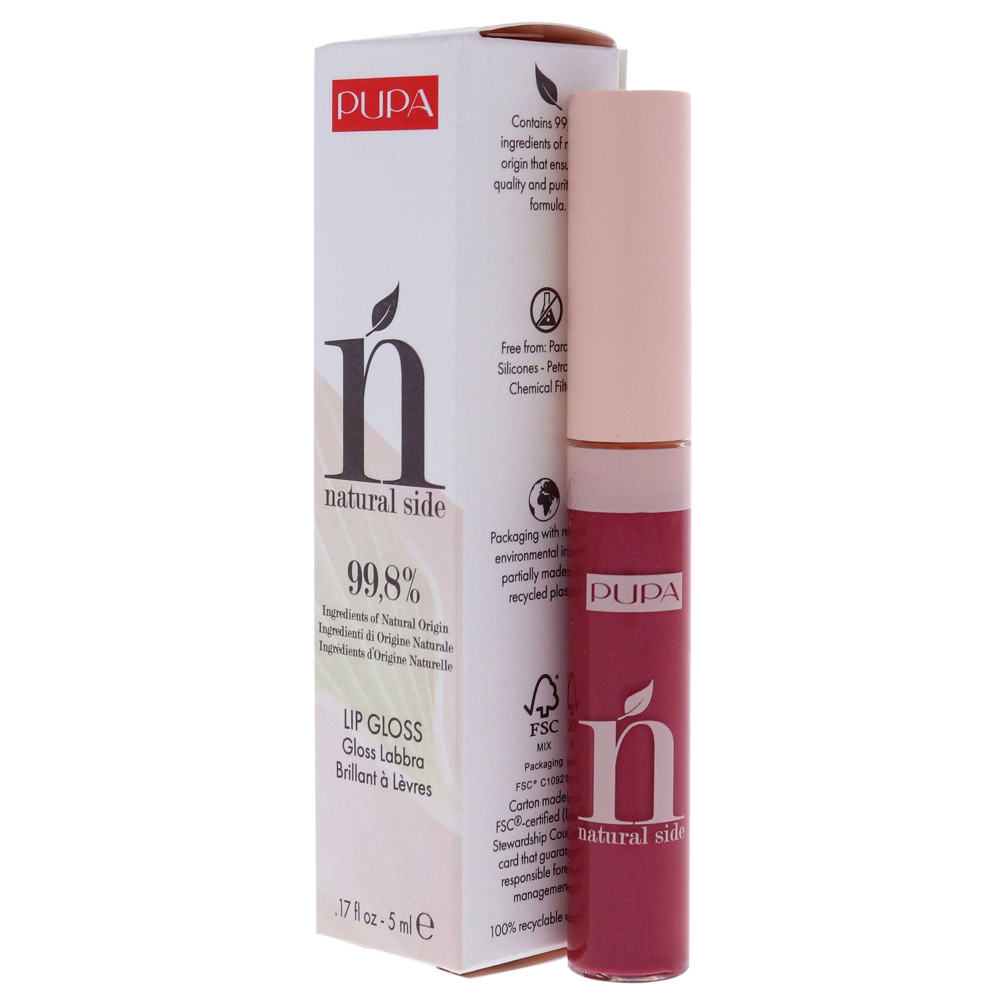 Natural Side Lip Gloss - 006 Crystal Fuchsia by Pupa Milano for Women - 0.17 oz Lip Gloss, See Description, alternate image number 2