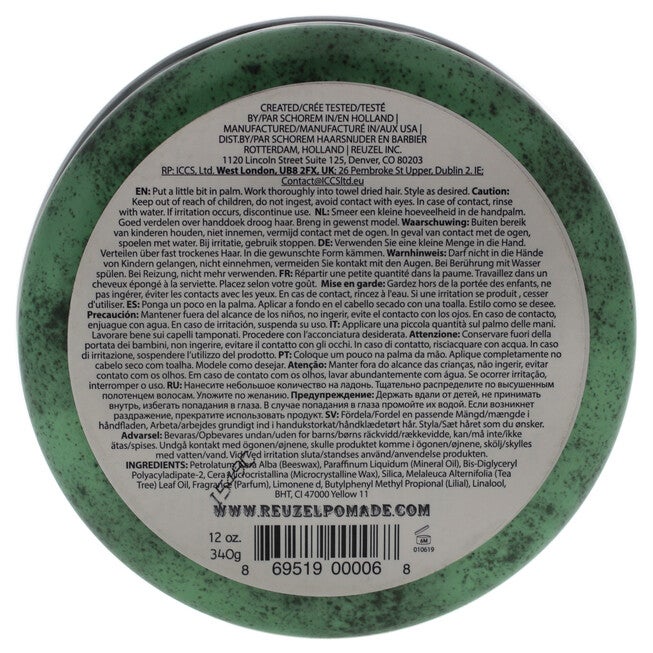 Green Grease Medium Hold Pomade by Reuzel for Men - 12 oz Pomade, , alternate image number null