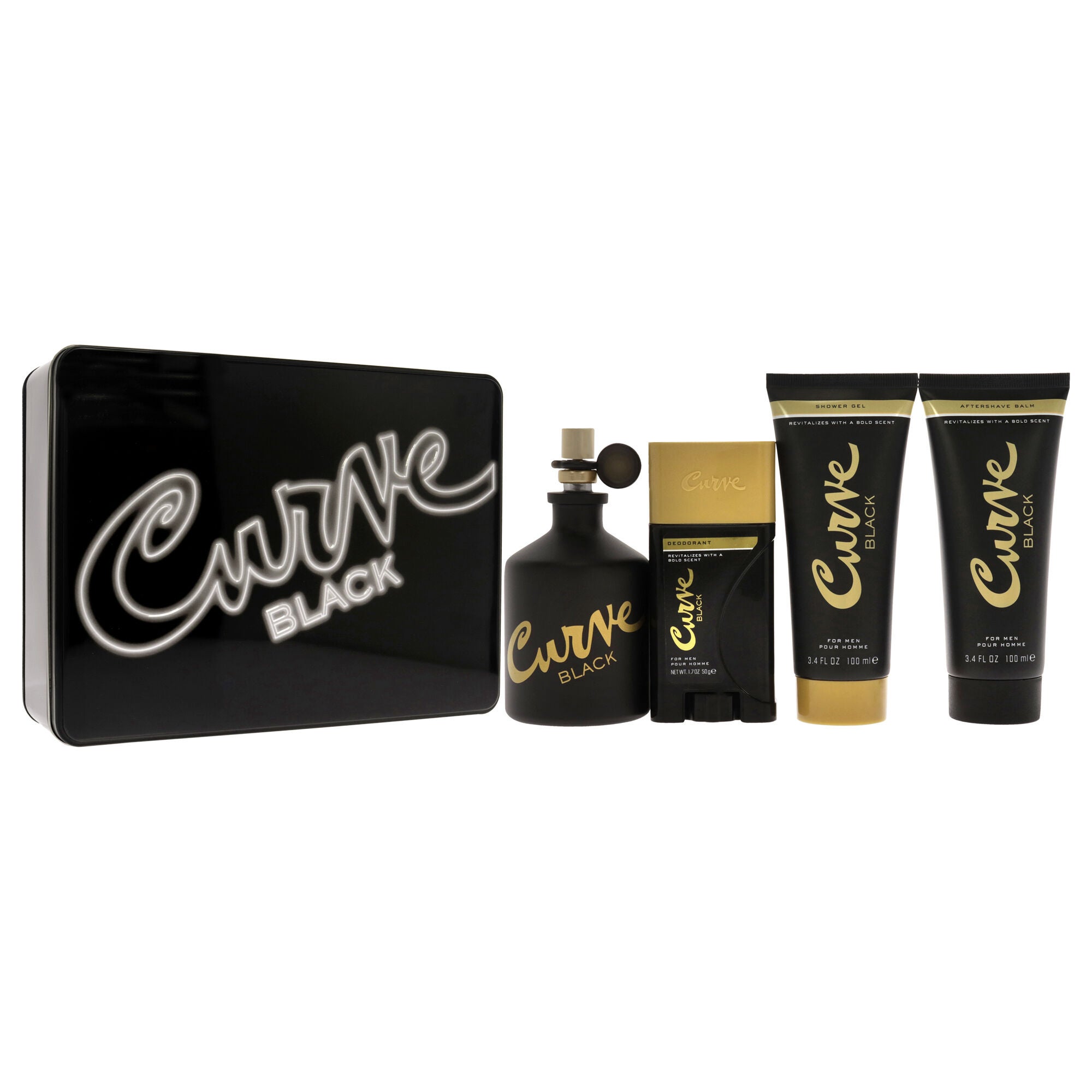 Curve Black by Liz Claiborne for Men - 4 Pc Gift Set 4.2oz EDC Spray, 3.4oz After Shave Balm, 3.4oz Shower Gel, 1.7oz Deodrant Stick, See Description, alternate image number 2