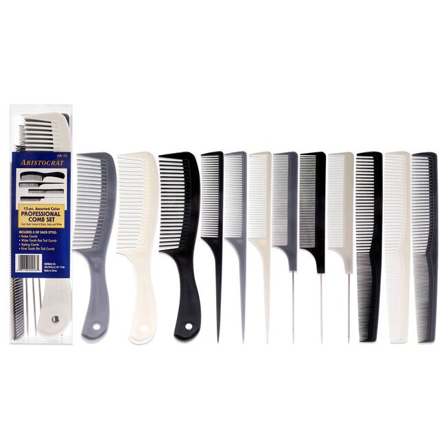 Comb With Numbers Assorted Color Professional Comb Set by Aristocrat for Unisex - 12 Pc ...