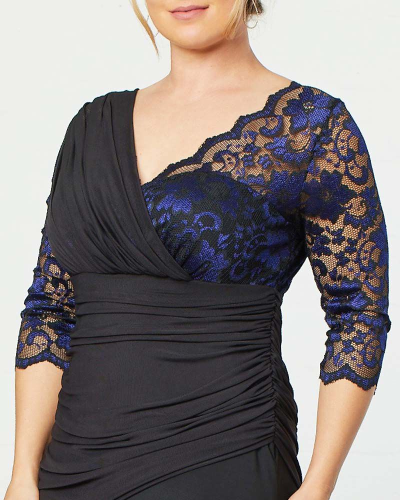 Woman within shop evening wear
