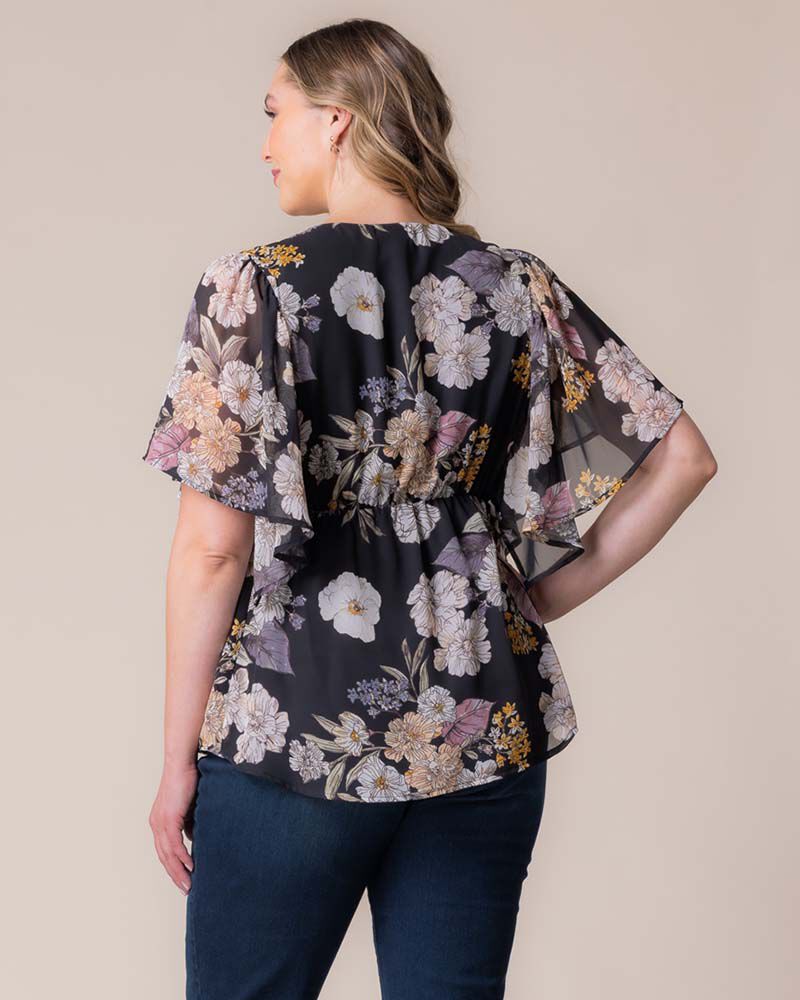 Seaside Serenade Top, Midnight Peony Print, alternate image number 1
