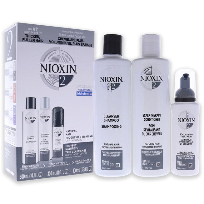 System 2 Kit by Nioxin for Unisex - 3 Pc 10.1oz Cleanser Shampoo, 10.1 oz Scalp Therapy Conditioner, 1Liter Scalp and Hair Treatment, , alternate image number null