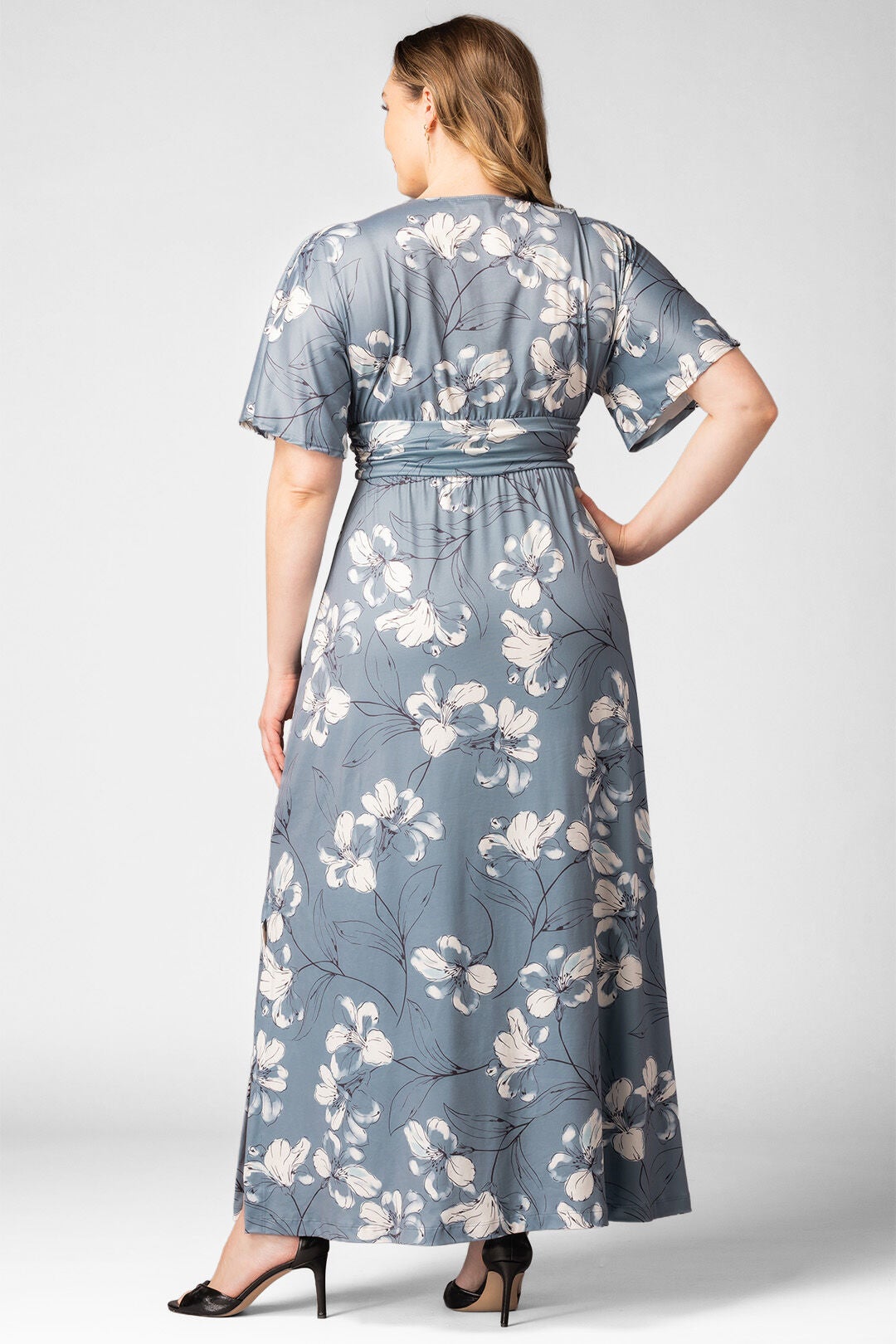 Vienna Maxi Dress, Grey Lily Print / White, alternate image number 1
