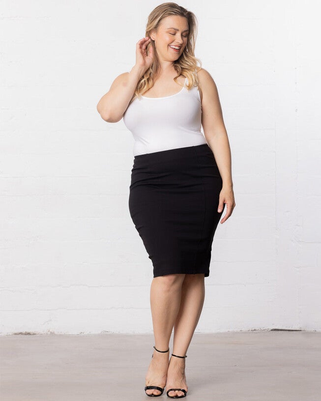 Curvy Pencil Skirt, Black Noir, alternate image number null
