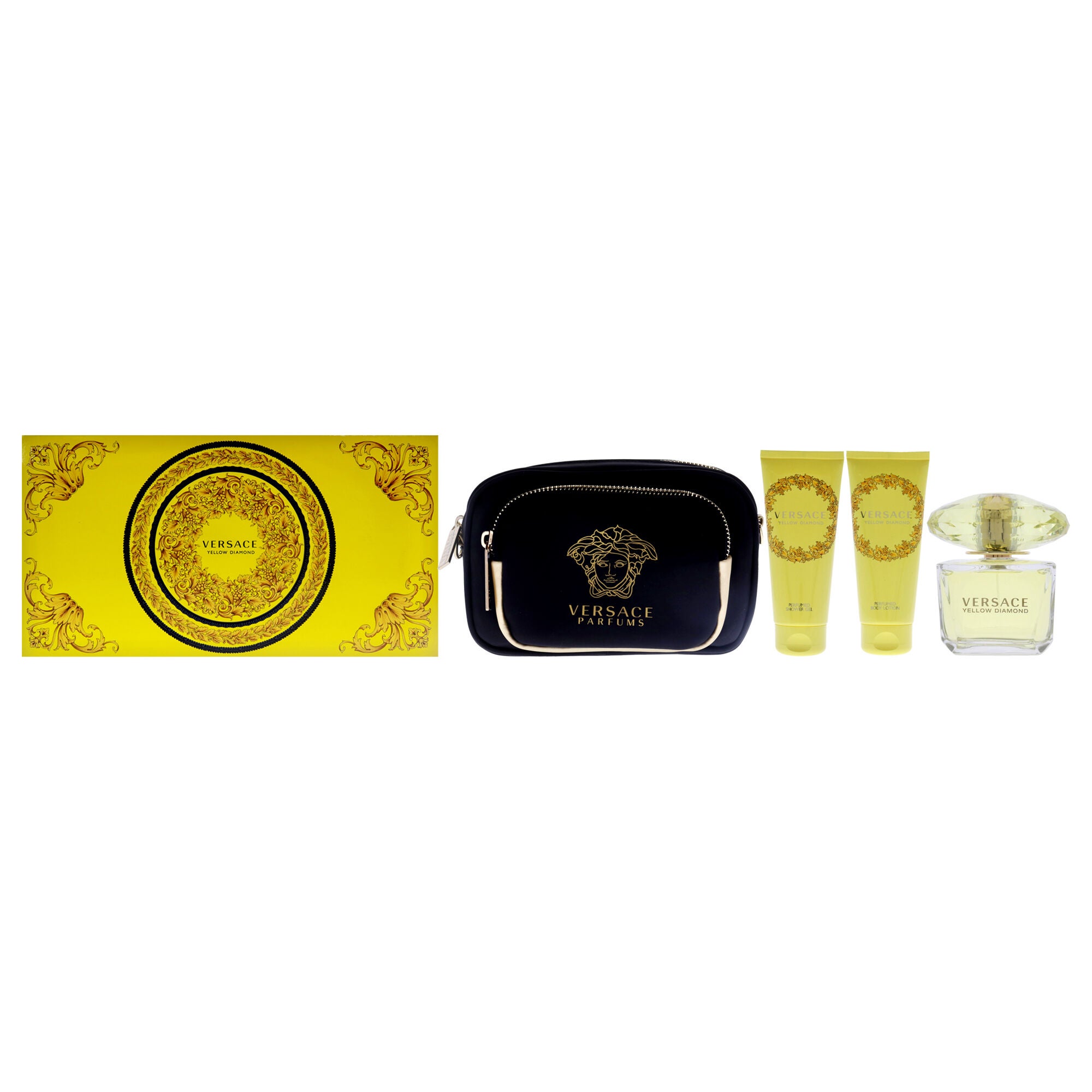 Versace Yellow Diamond by Versace for Women - 4 Pc Gift Set 3oz EDT Spray, 3.4oz Shower Gel, 3.4oz Body Lotion, Pouch, See Description, hi-res image number 0