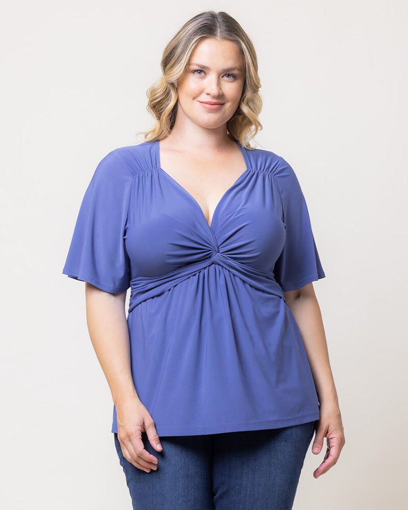 Abby Twist Front Top, Slate Blue, hi-res image number 0