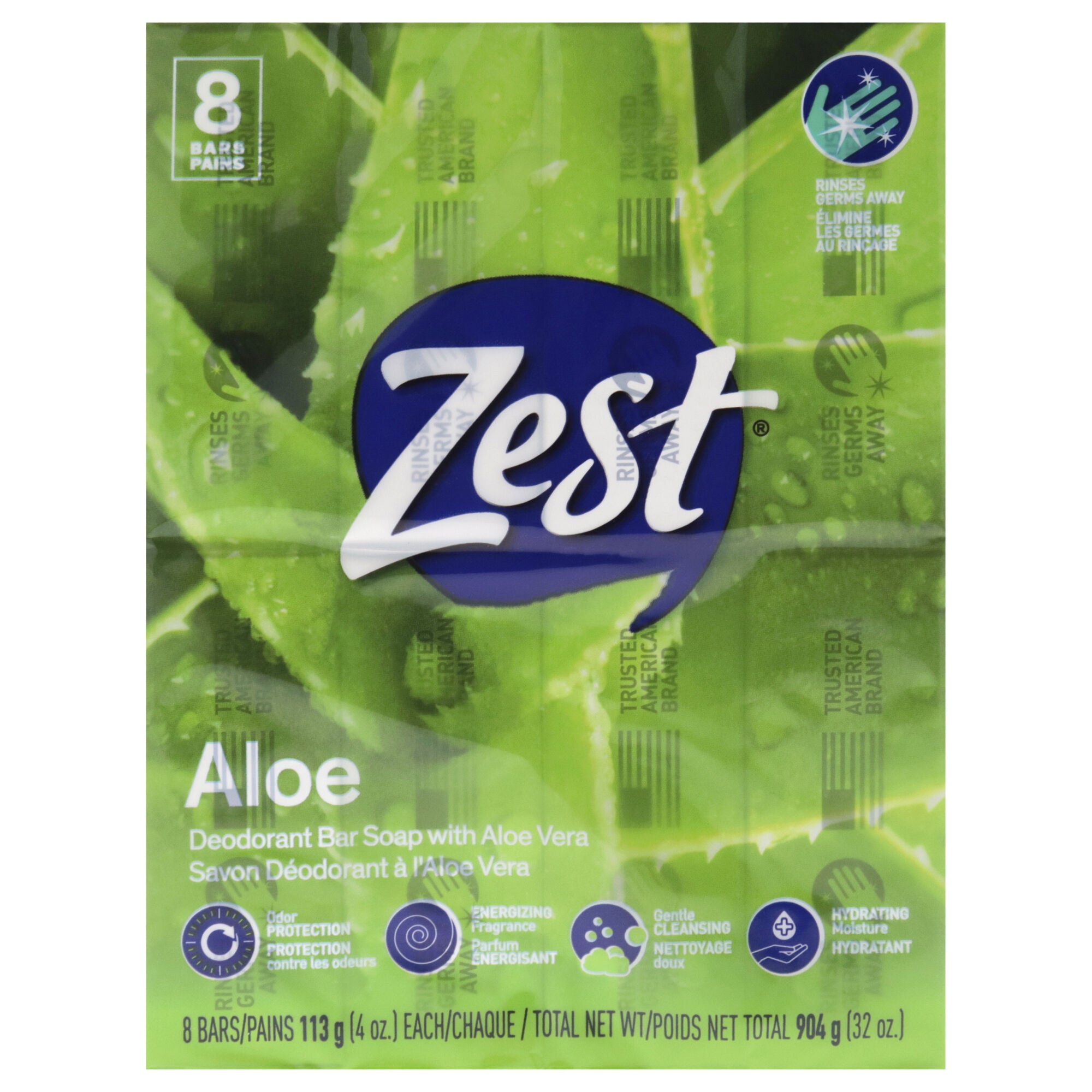 Deodorant Bar Soap - Aloe by Zest for Women - 8 x 4 oz Bar Soap, See Description, hi-res image number 0
