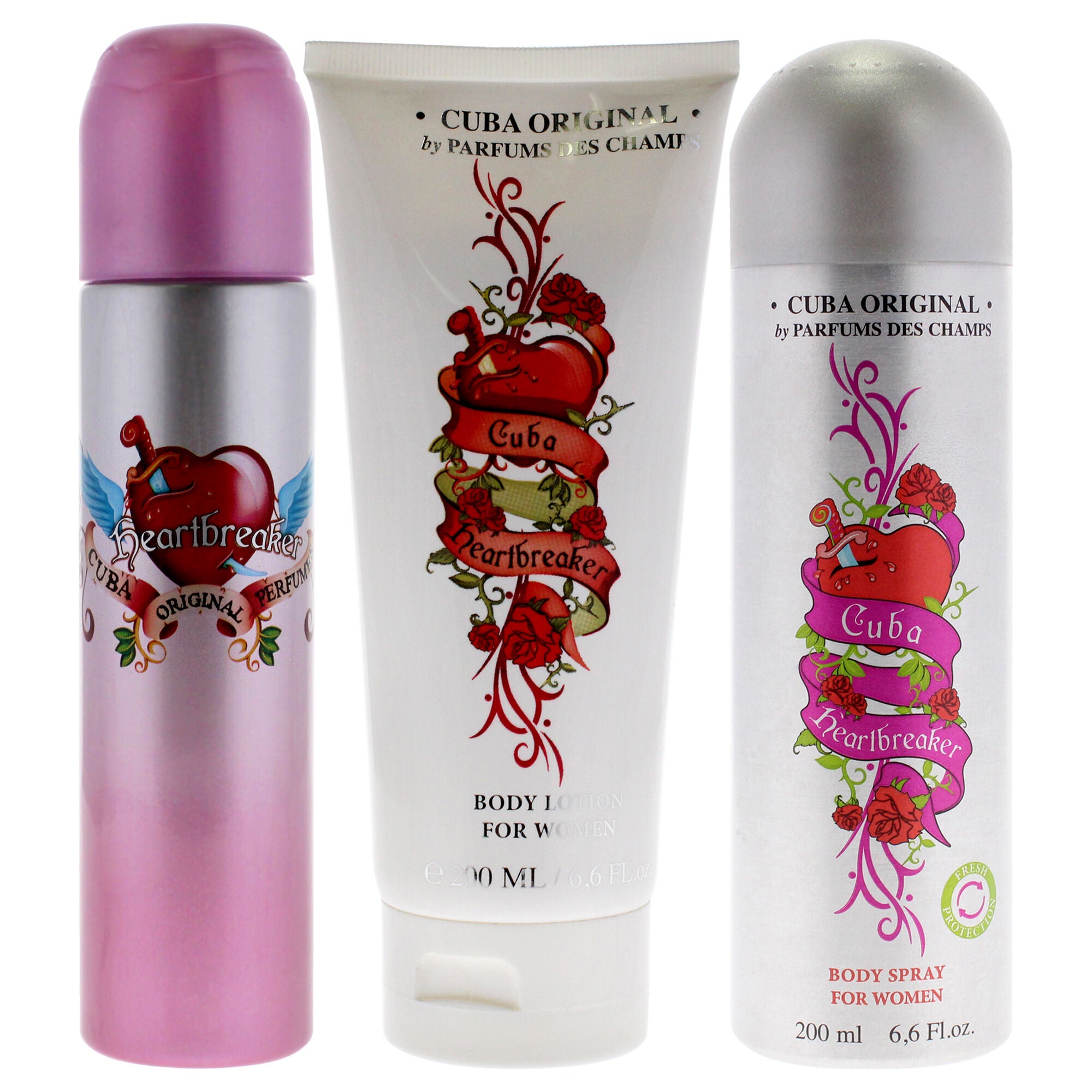 Cuba Heartbreaker by Cuba for Women - 3 Pc Gift Set 3.3oz EDP Spray, 6.7oz Body Spray, 4.3oz Body Lotion, See Description, alternate image number 1