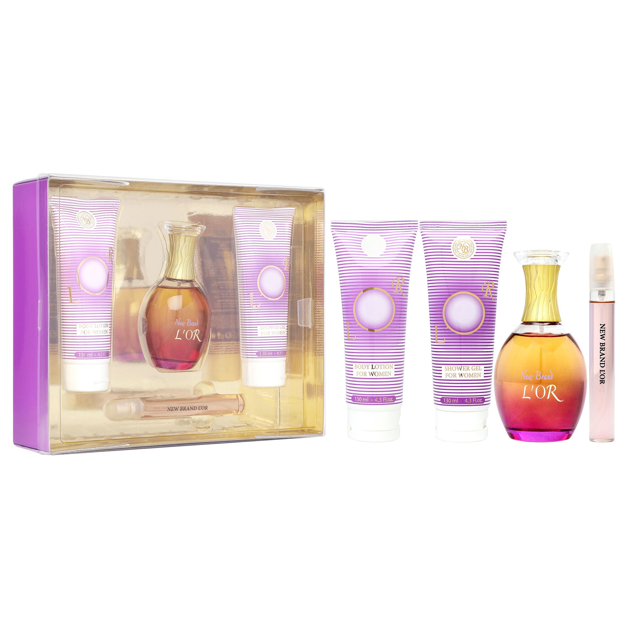 Lor by New Brand for Women - 4 Pc Gift Set 3.3oz EDP Spray, 0.5oz EDP Spray, 4.3oz Shower Gel, 4.3oz Body Lotion, See Description, alternate image number 1