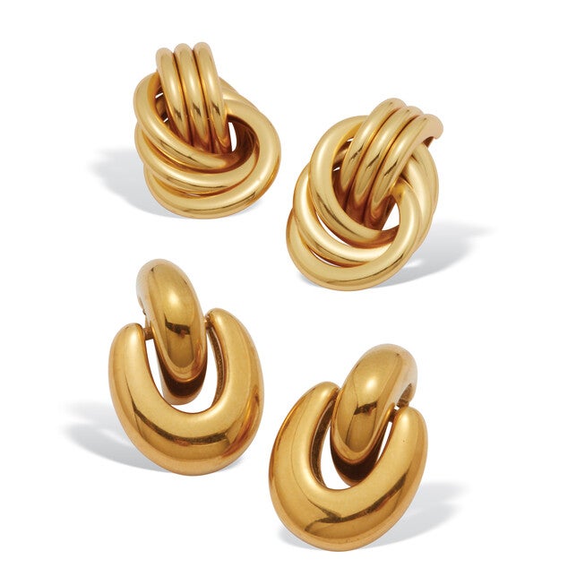 Yellow Gold Ion-Plated Stainless Steel Twisted Knot Drop Earring Set, YELLOW, hi-res image number null