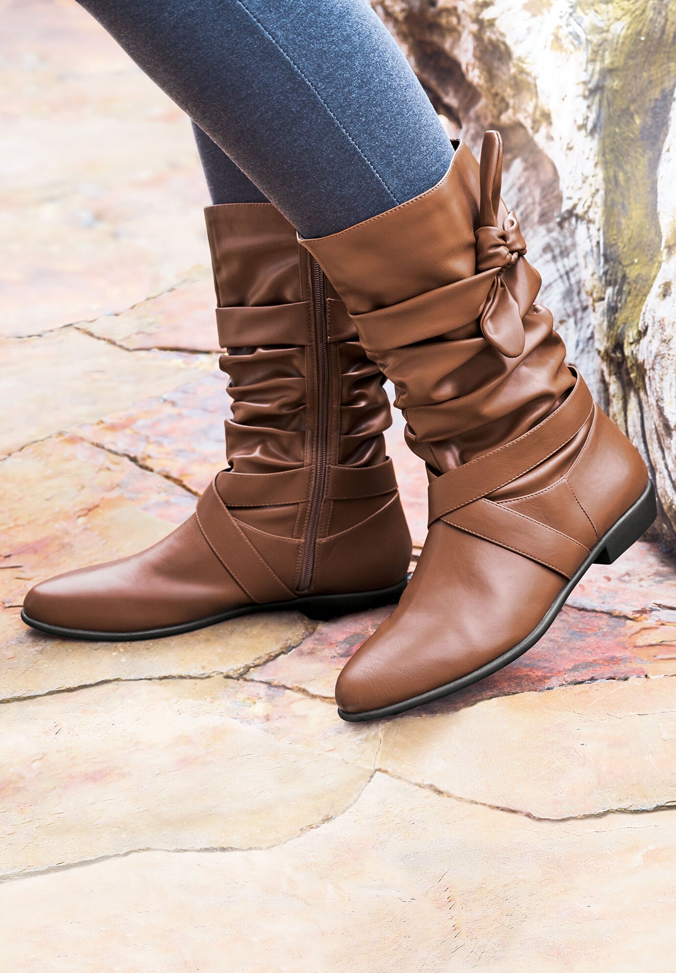 Wide calf womens leather boots hotsell