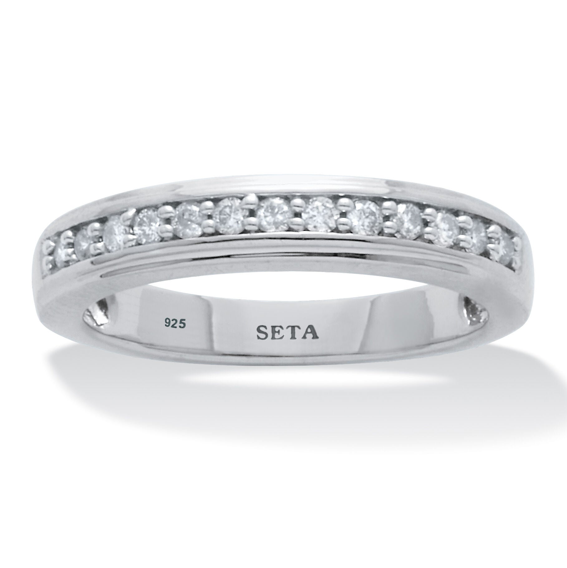 .13 TCW Diamond Sterling Silver Wedding Band Ring, WHITE, hi-res image number 0