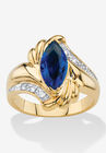 2.28 Cttw. Marquise-Cut Simulated Blue Sapphire And Cz Gold-Plated Ring, SAPPHIRE, hi-res image number null