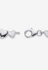 1/10 Cttw. Diamond Platinum Over Sterling Silver Heart-Link Bracelet 8", , on-hover image number null