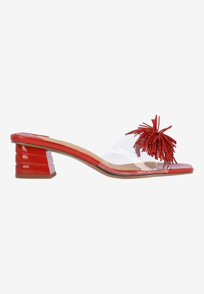 Ozara Slip-On Sandal, CLEAR RED, alternate image number 4