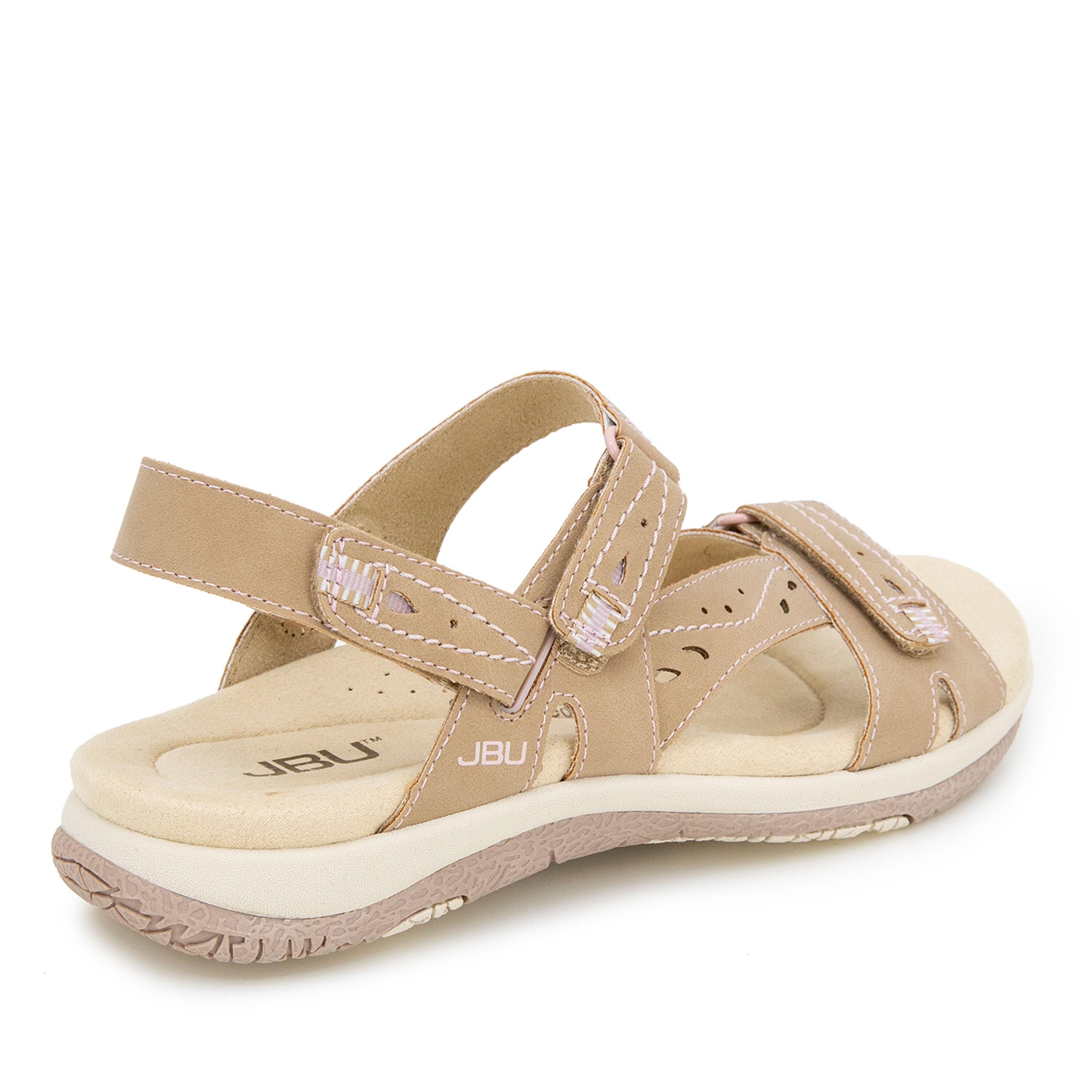 Stephie Vegan Hook and Loop Flat Sandal, SAND PETAL, on-hover image number 1