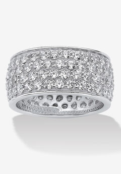 3.30 Tcw Round Cubic Zirconia Platinum-Plated Sterling Silver Eternity Band