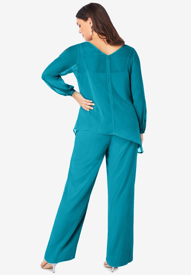 Beaded Illusion-Sleeve Top, , on-hover image number null