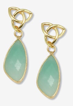 Genuine Blue Amazonite Goldtone Drop Earrings 36X10Mm