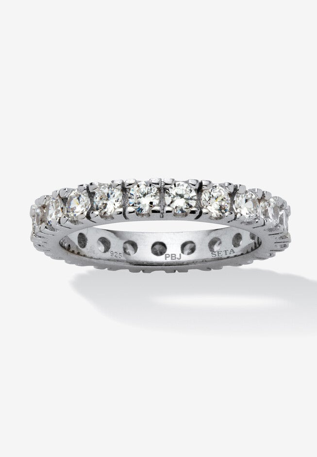 2 Tcw Round Cubic Zirconia Eternity Band In .925 Sterling Silver, SILVER, hi-res image number null