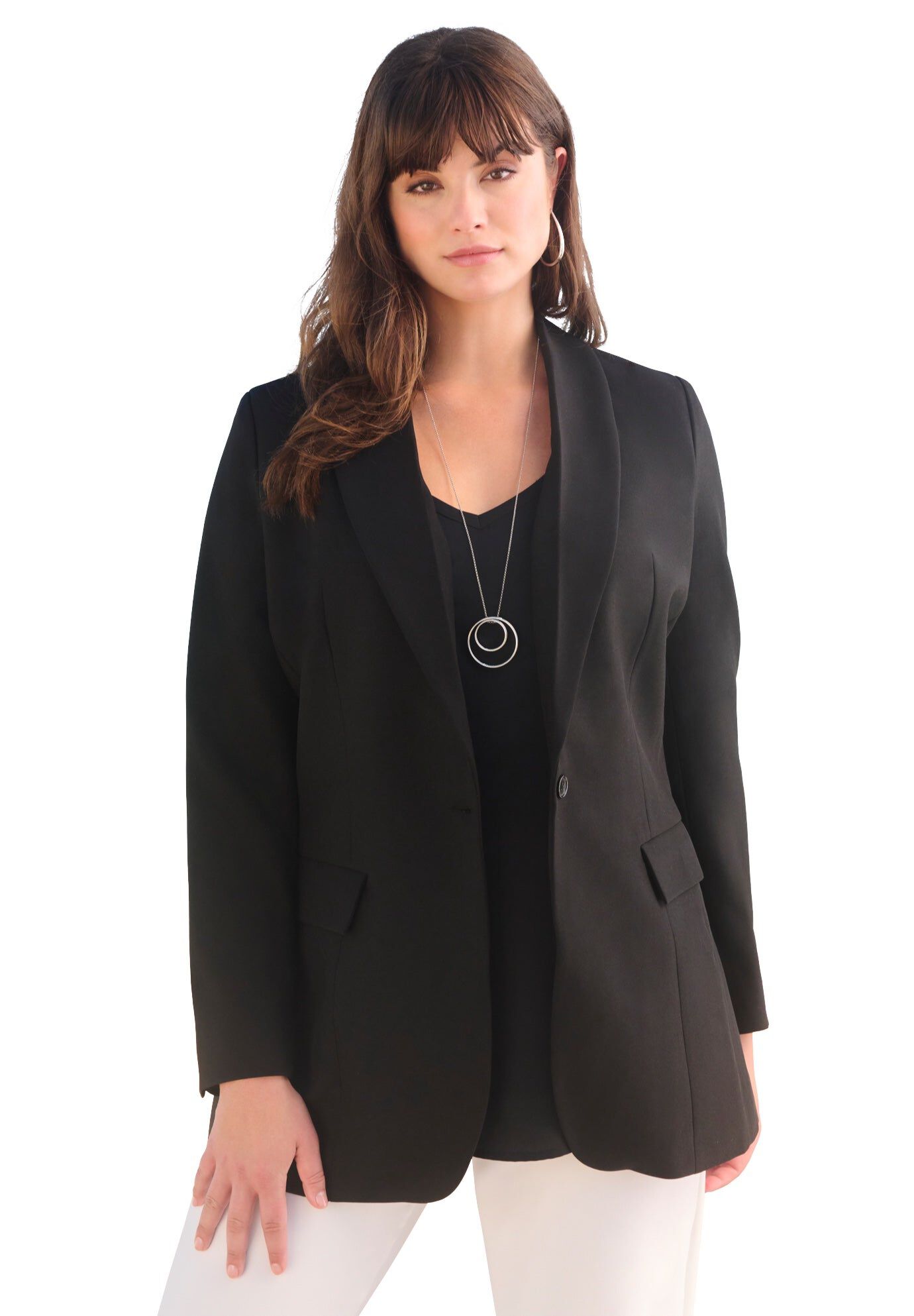 Plus Size Bendover Blazer, BLACK, hi-res image number 0