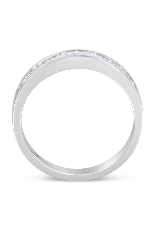 Sterling Silver Diamond Channelset Stackable Band Ring, , on-hover image number null