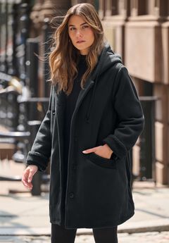 Plus Size Hooded Sherpa Fleece Coat
