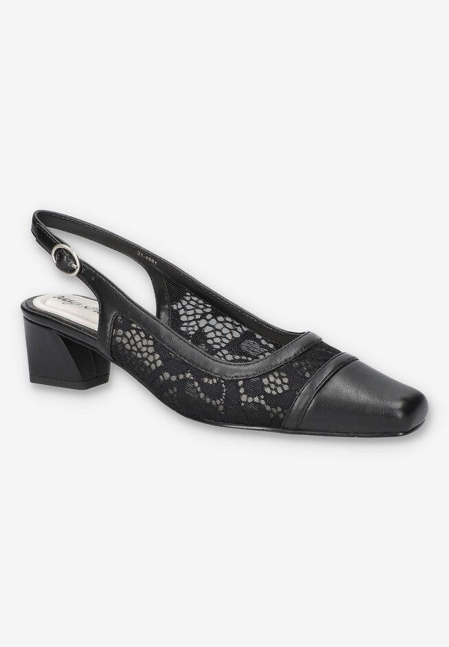 Fortune Square Toe Slingback Pump, BLACK, hi-res image number 0