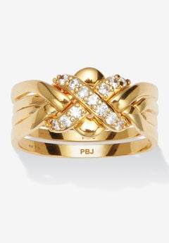 .27 Tcw Round Cubic Zirconia 14K Yellow Gold-Plated Puzzle Ring