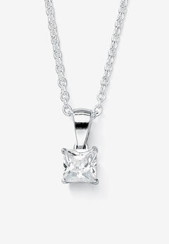 Simulated Birthstone .925 Silver Necklace 18"