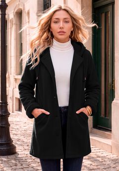 Plus Size Hooded Sherpa Fleece Coat