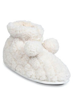 Quilted Teddy Bear Slipper Boot With Poms Slippers