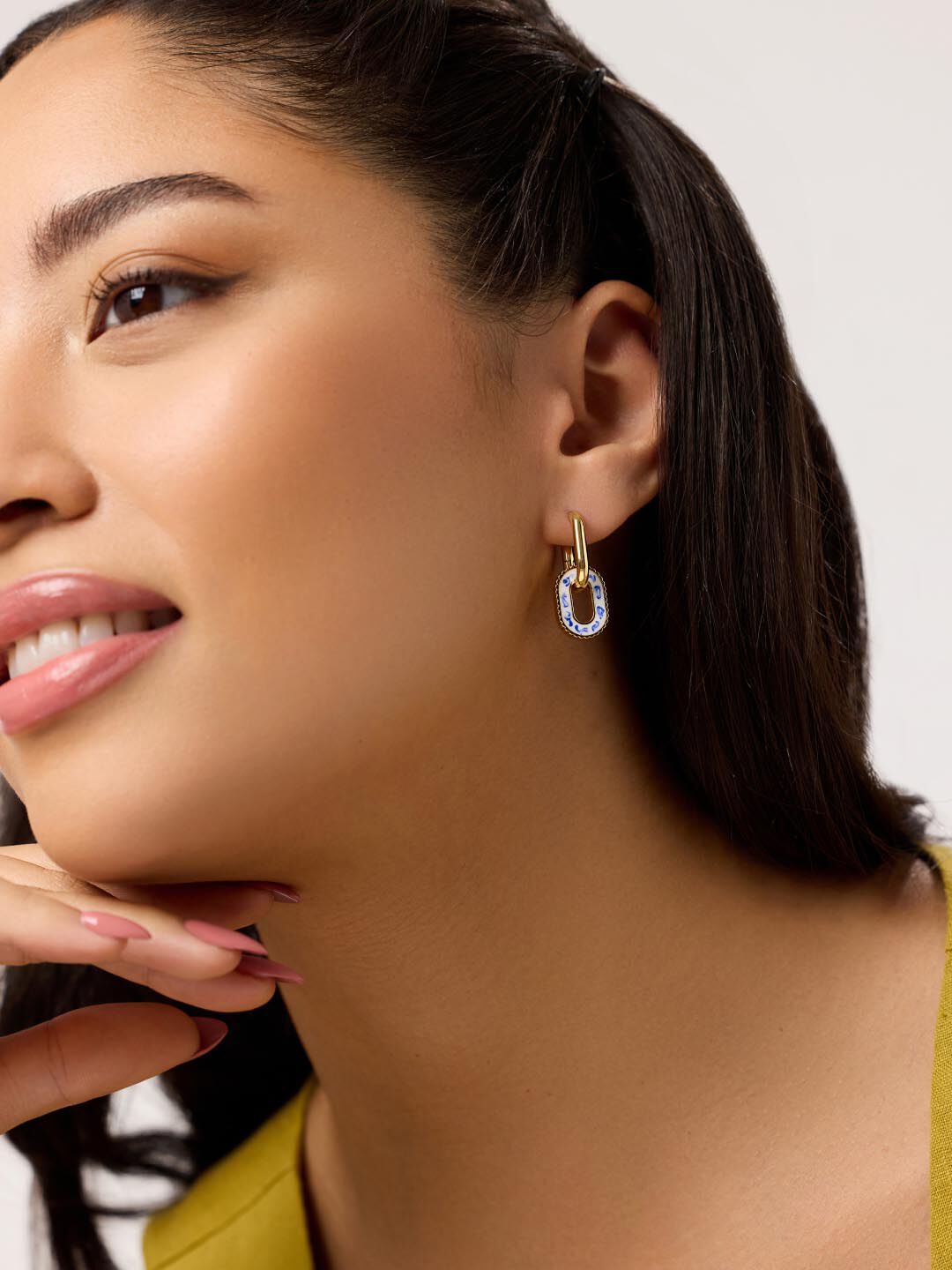 Double Hoop Earrings - Ash Double, MARBLE BLUE, alternate image number 3