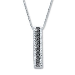 .21 TCW Black Diamond Sterling Silver Multi-Bar Pendant and Chain 18 Inches
