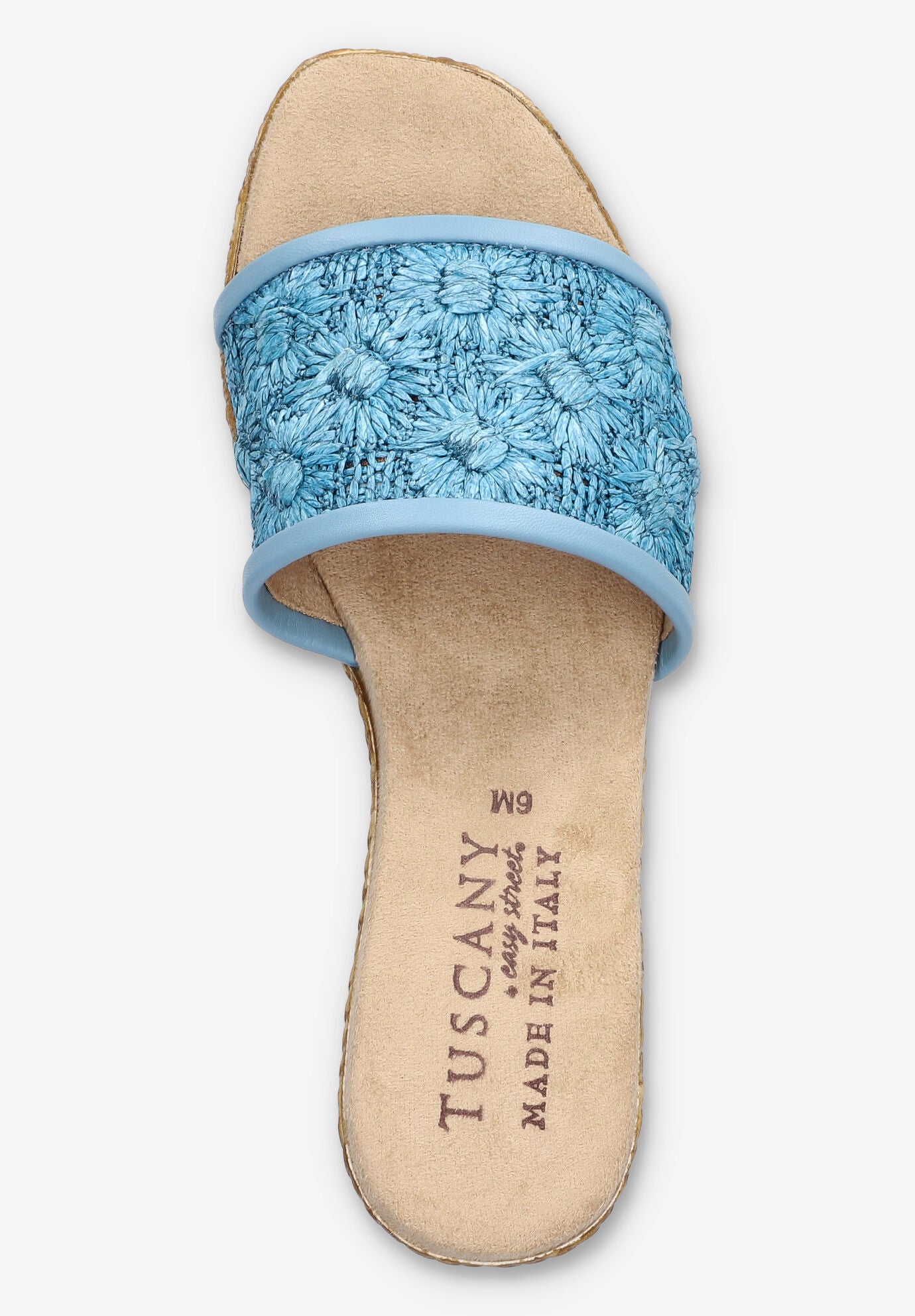 Ricci Wedge Sandal, DENIM RAFFIA FLOWER, alternate image number 7