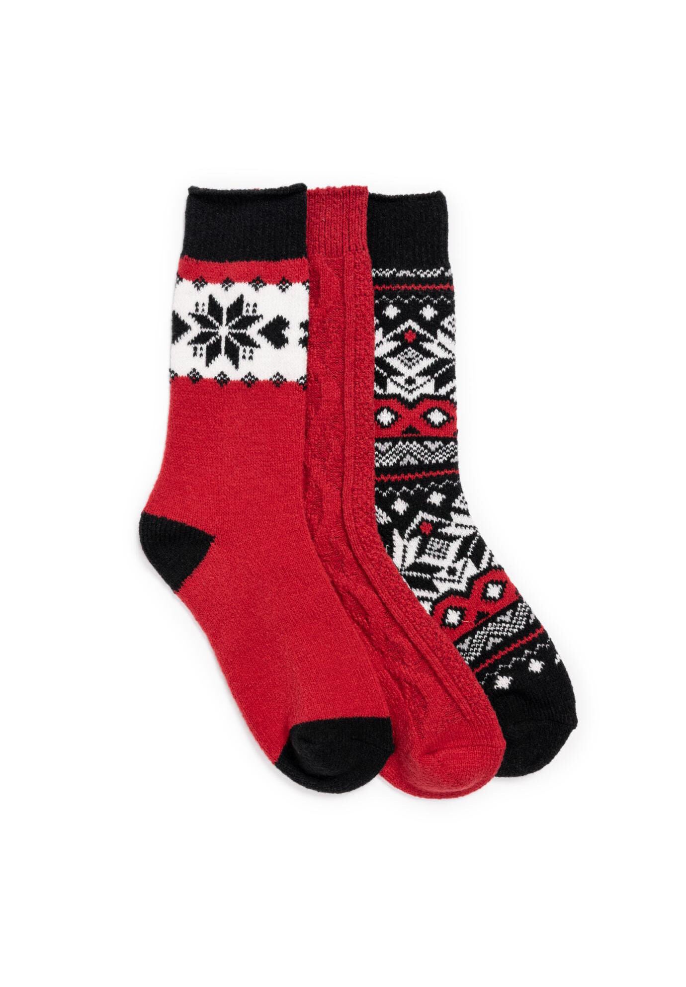 3 Pair Boot Slippers Socks, RED BLACK, hi-res image number 0