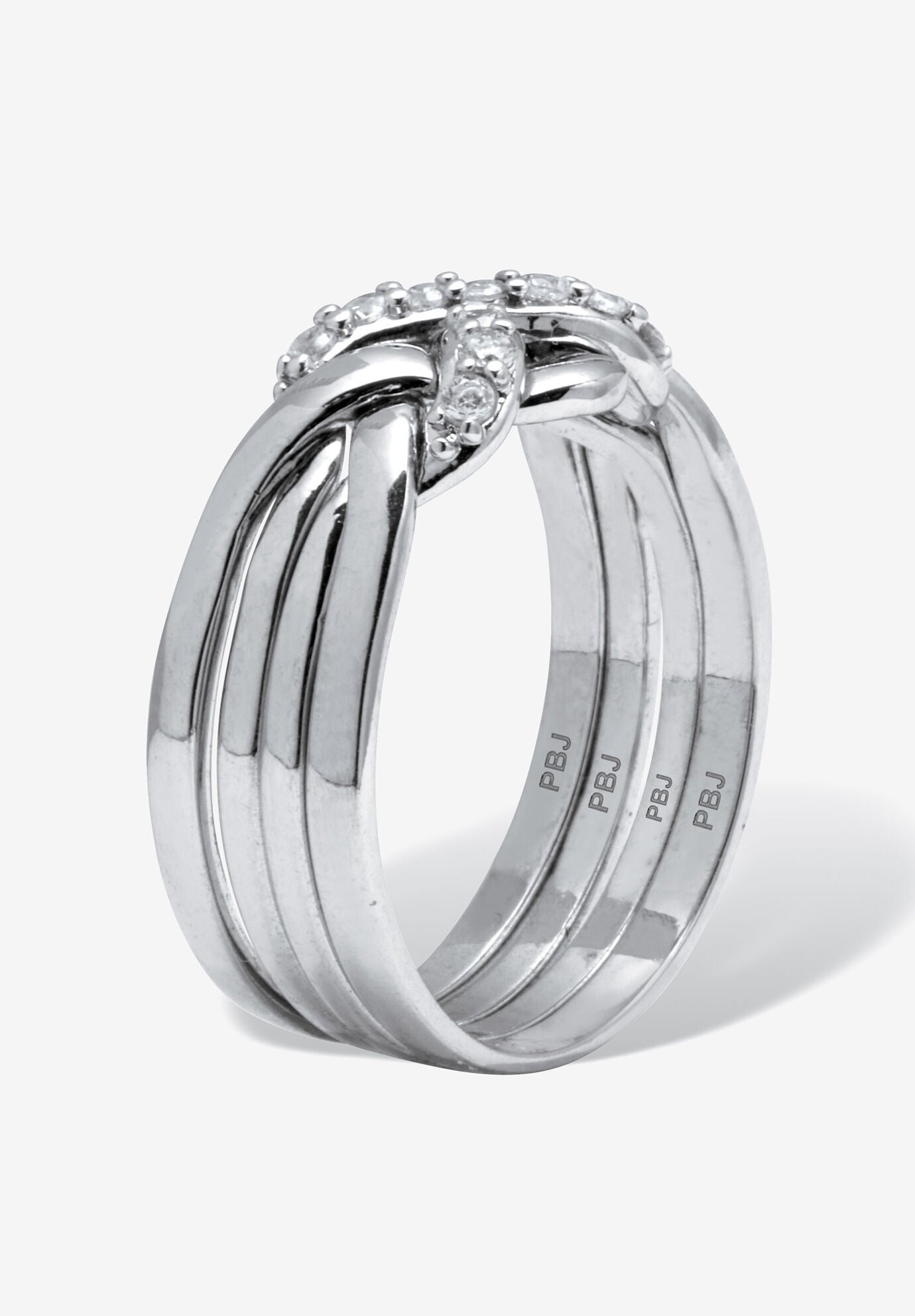 .27 Tcw Round Cubic Zirconia Platinum-Plated Puzzle Ring, , on-hover image number 1