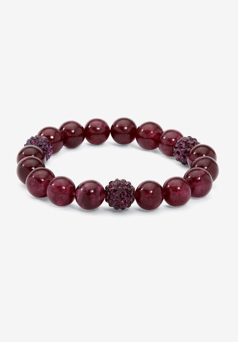 Simulated Birthstones Agate Stretch Bracelet 8", FEBRUARY, hi-res image number null