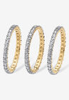Gold-Plated Diamond Accent Stackable 3 Piece Set Eternity Ring Set, , on-hover image number null