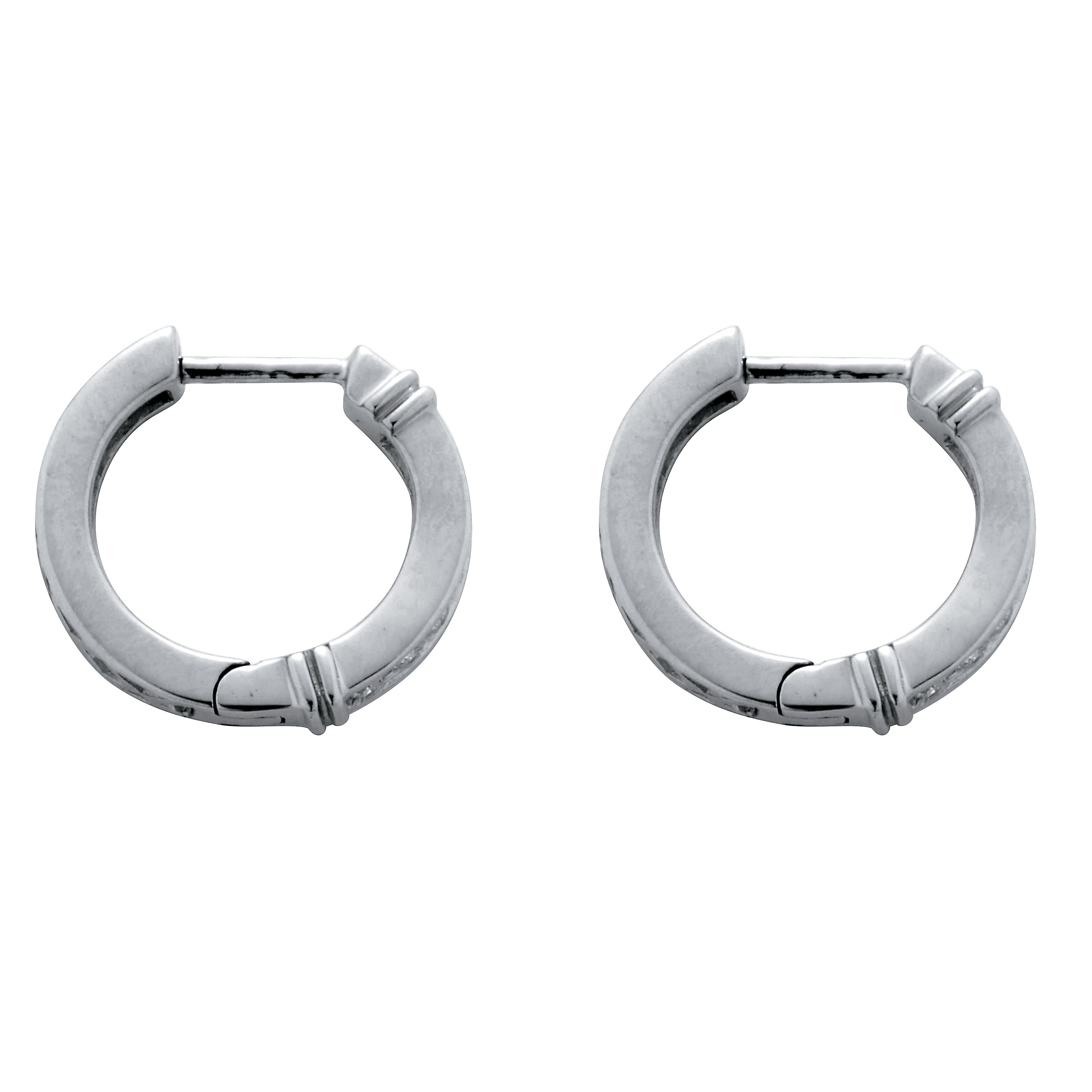 .25 TCW Diamond Sterling Silver Huggie Hoops (1/2 inch), WHITE, on-hover image number 1