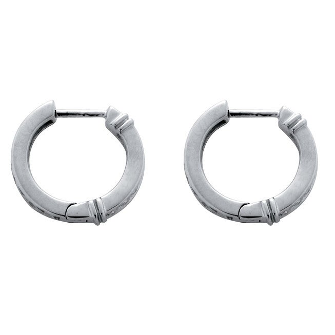 .25 TCW Diamond Sterling Silver Huggie Hoops (1/2 inch), WHITE, on-hover image number 1