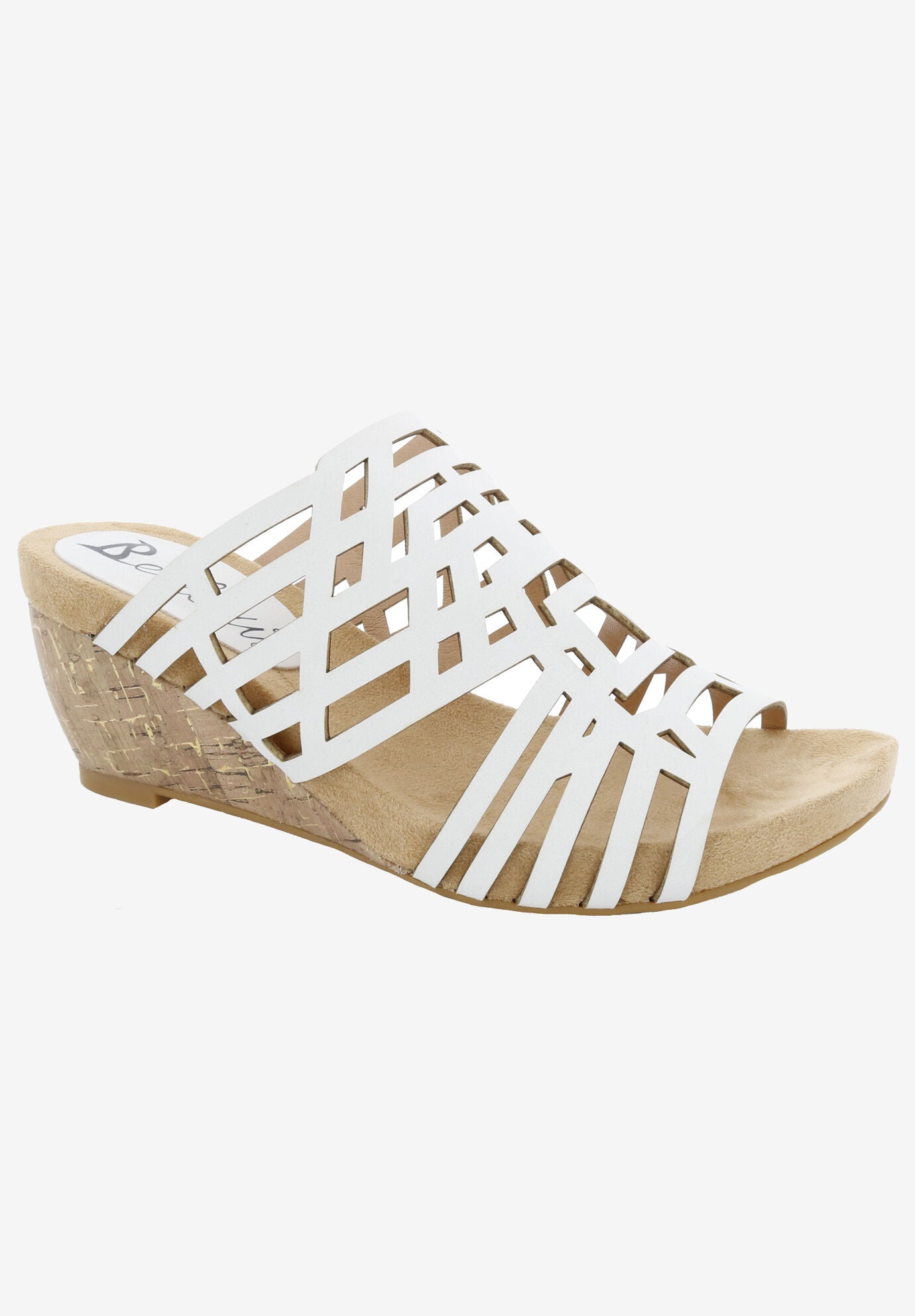 Pretty Wedge Sandal, WHITE FAUX NUBUCK, hi-res image number 0