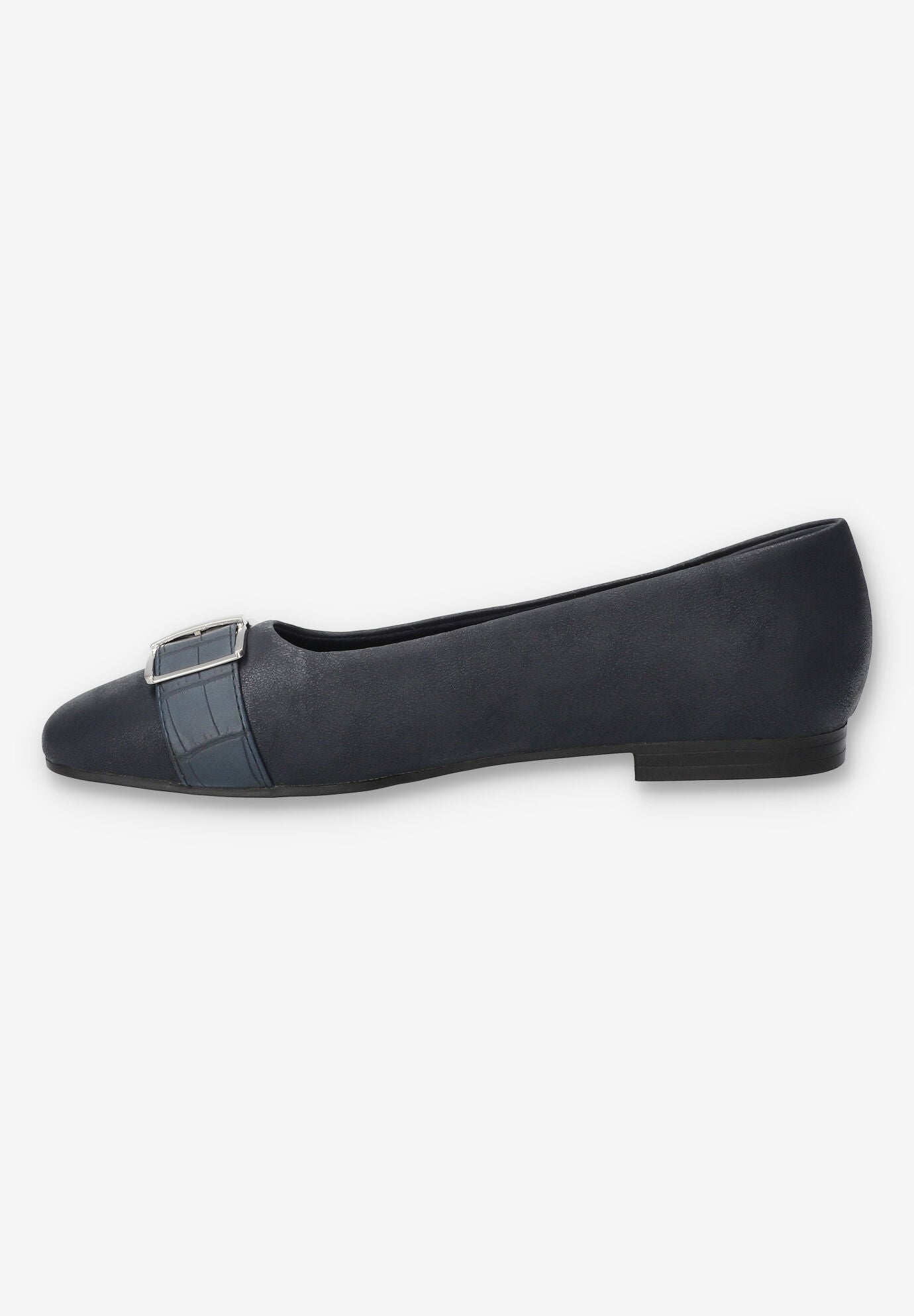 Keely Square Toe Flat, NAVY MATTE CROCO, alternate image number 4