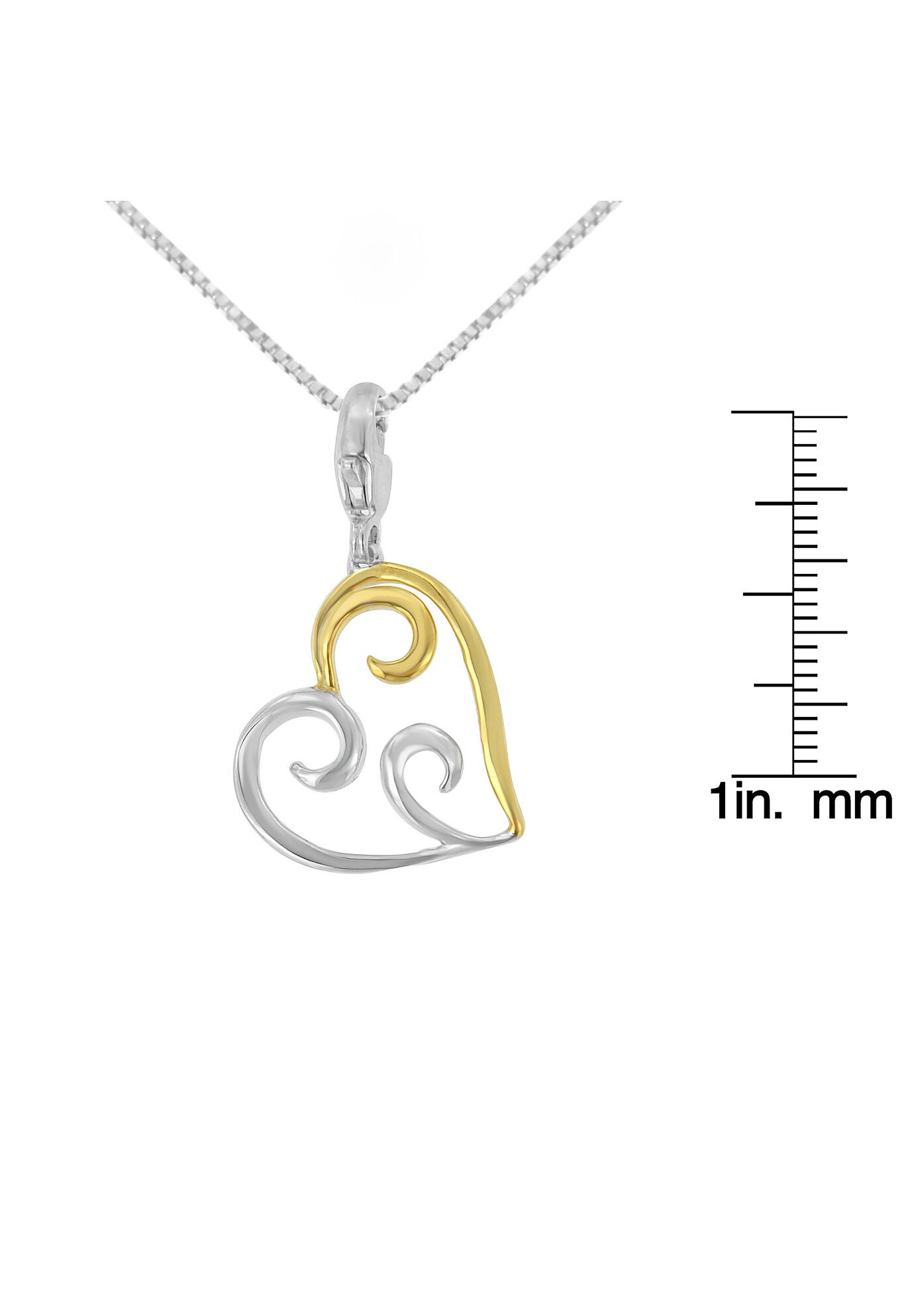 Gold Over Silver Heart-Shaped Pendant Necklace, , alternate image number 3