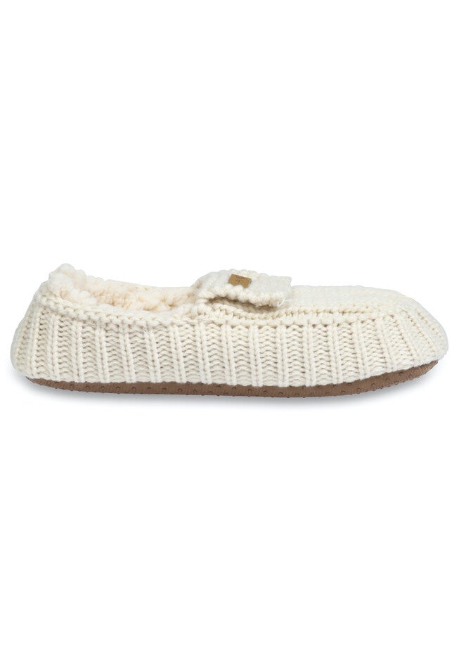 Womens Textured Knit Mocassin Slipper Slippers, , alternate image number 2
